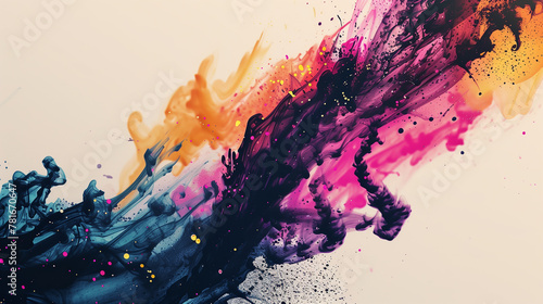 abstract artwork created by digitally manipulating colorful ink splatters photo