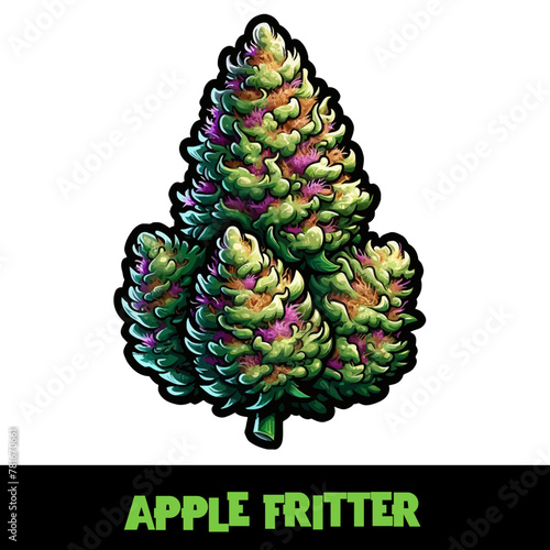 Vector Illustrated Apple Fritter Cannabis Bud Strain Cartoon	
