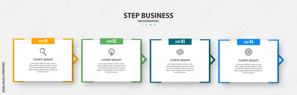 Fototapeta premium infographics design template. timeline with 4 steps, options. can be used for workflow diagram, info chart, web design. vector illustration.