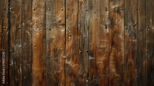 Close up of weathered wooden fence with exposed nails