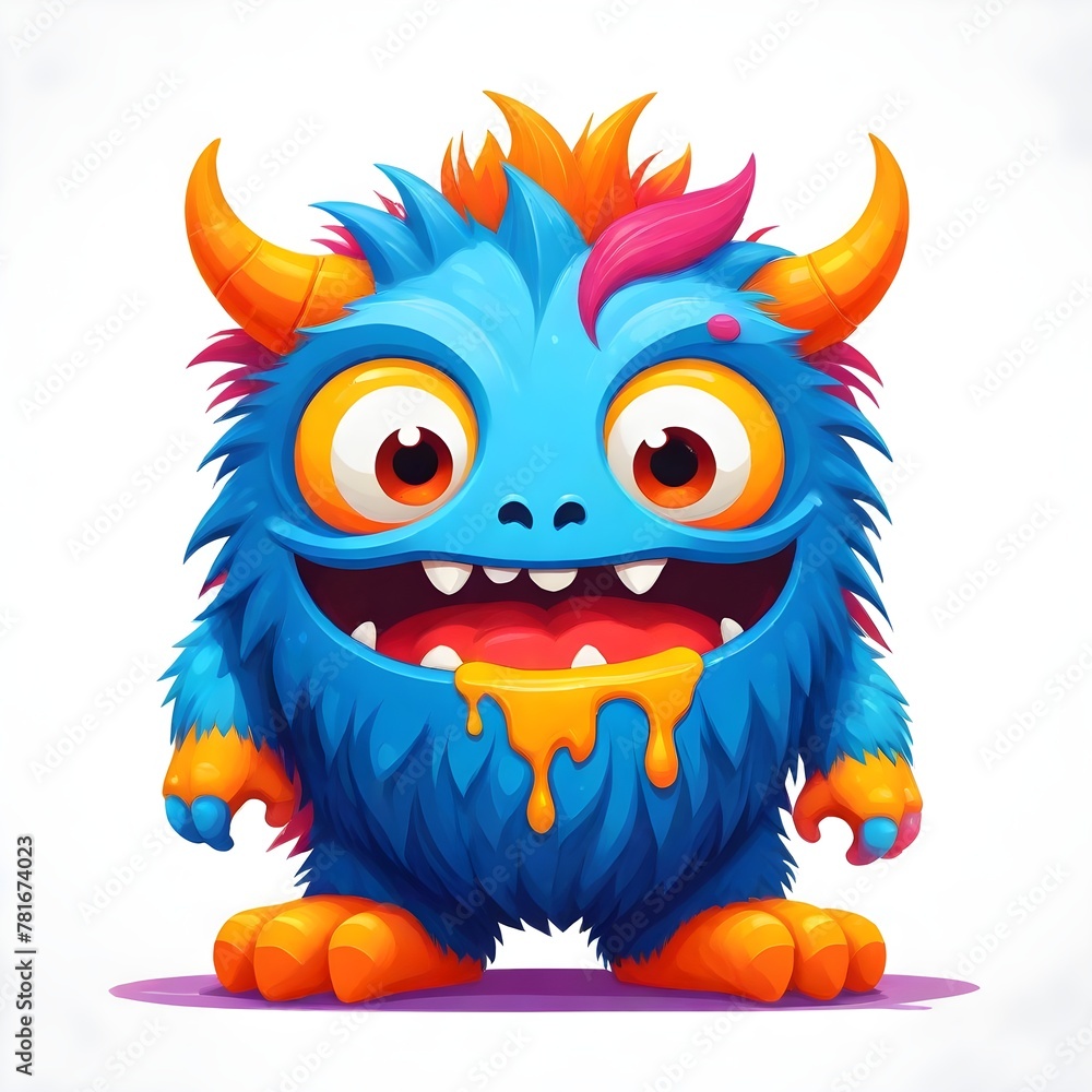 Colorful Cartoon Monster Drooling with Excitement Colorful Cartoon Monster Drooling with Excitement