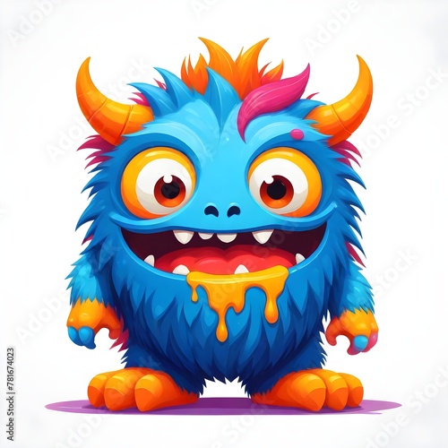 Colorful Cartoon Monster Drooling with Excitement 