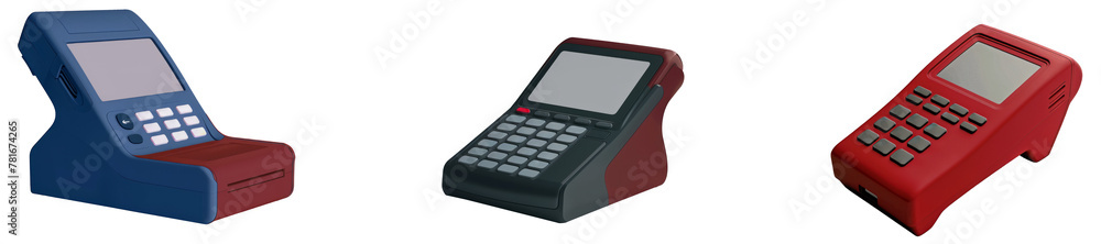Modern Card Payment Terminal set isolated Modern Card Payment Terminal set isolated