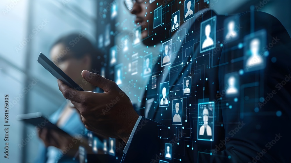 HR Manager Initiating a High-Tech Onboarding Process with Interactive ...