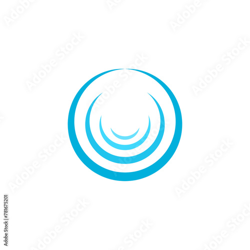circle water wave letter o round logo vector icon