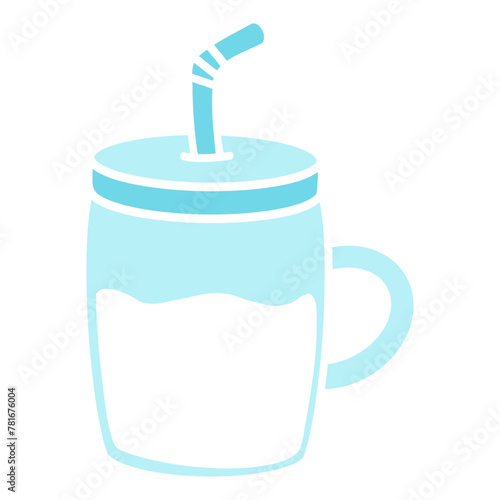 glass of milk with drinking straw