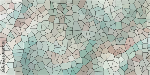 Abstract Seamless Multicolor Broken Stained-Glass Geometric Retro Tiles Pattern and Quartz Crystal Voronoi Diagram Background for Website, Fabric Printing, Brochures, Luxury/Premium Packaging