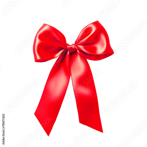 Red satin ribbon bow. Bow on transparent background clipart