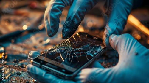 A technician repairing a broken smartphone generative ai photo