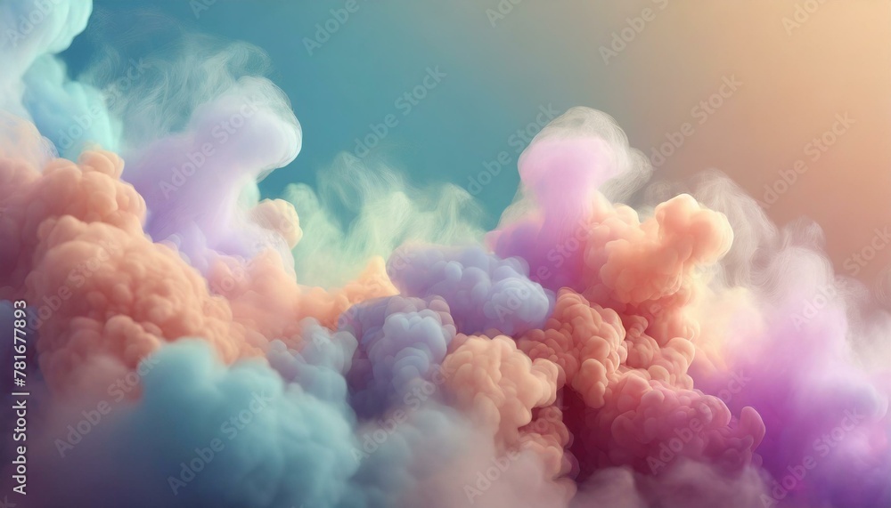 ai generative of hyper realistic of thick smoke like in an action-themed film, the combination of pastel colors in the clouds makes it beautiful to the eye