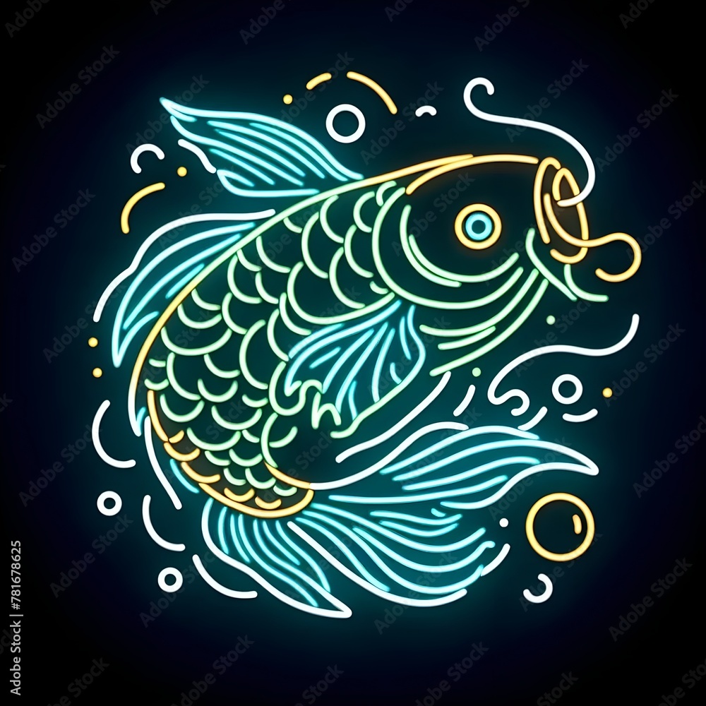 Neon Koi Fish Logo
