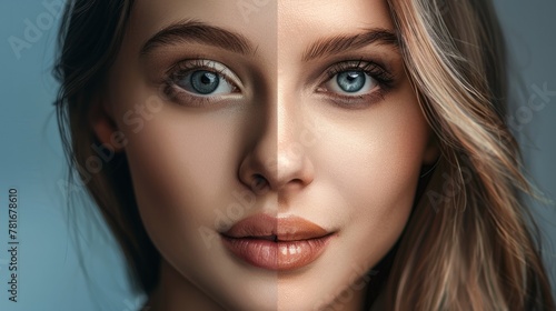 Wallpaper Mural woman's face, half young, half old. generative ai Torontodigital.ca