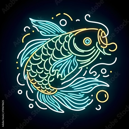 Neon Koi Fish Logo