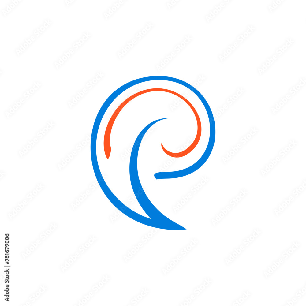 letter p water wave icon logo vector letter p water wave icon logo vector