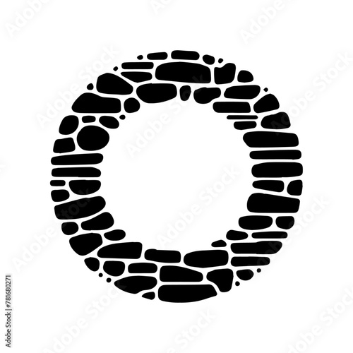 Stone Wall Circle Frame Vector