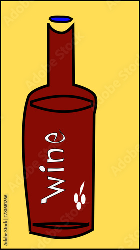 Vector de una ilustración artística de una botella de vino.