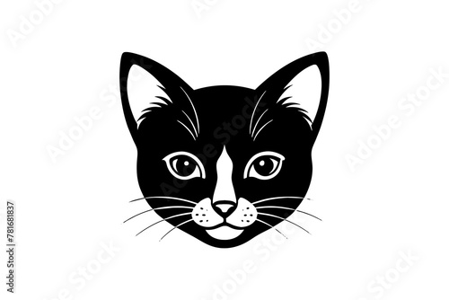 cat Head silhouette  vector art illustration