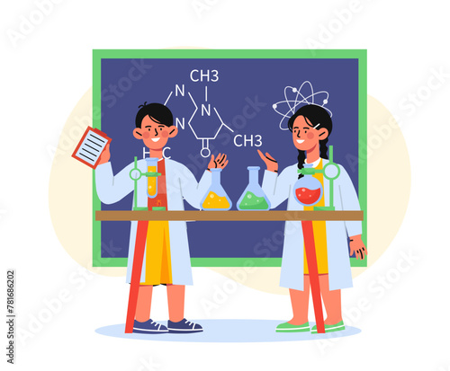Chemistry children vector concept