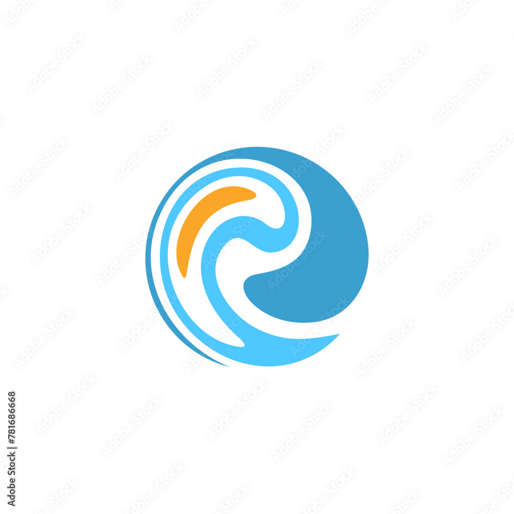 water splash wave ocean logo icon vector