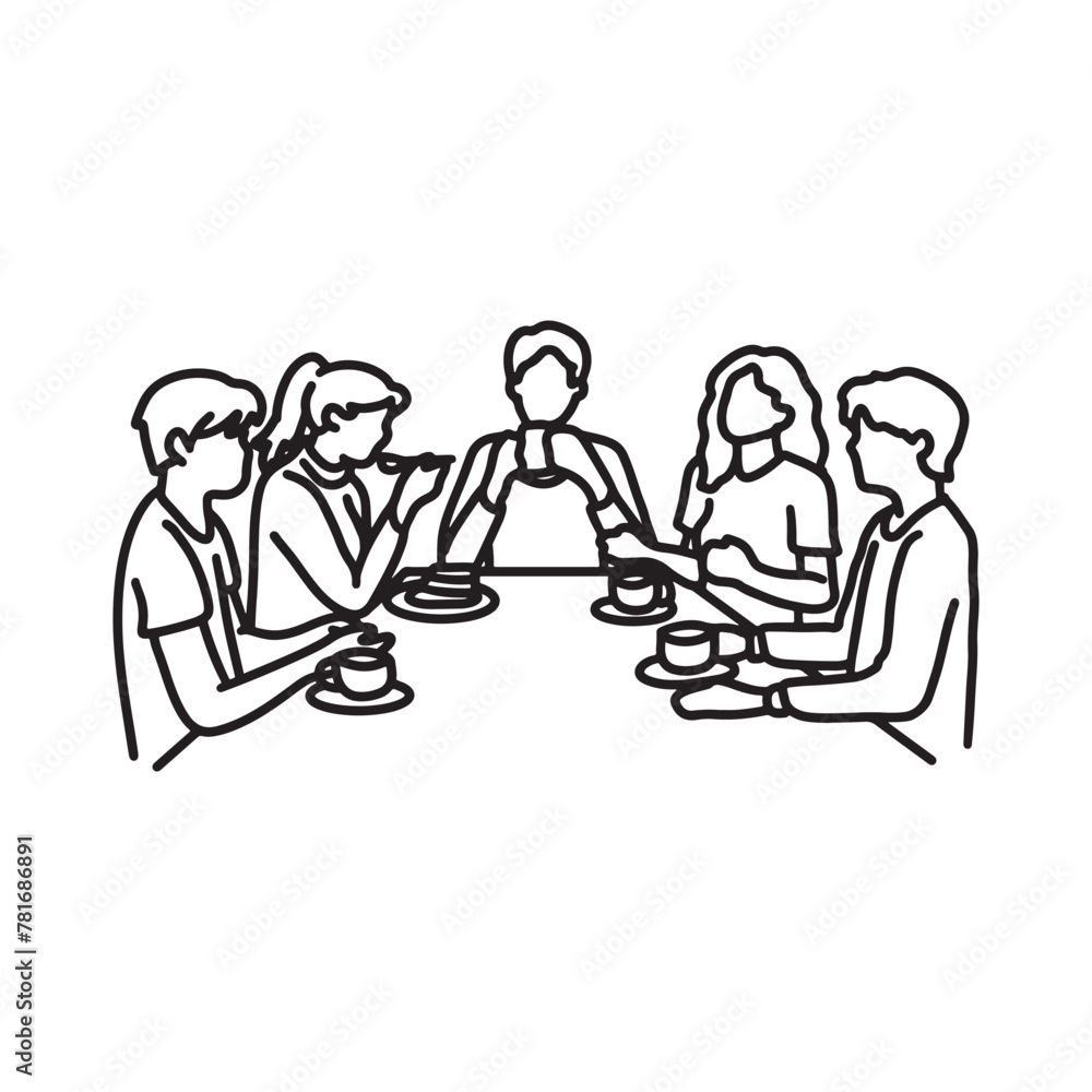 family eating outline drawing line art community care family eating outline drawing line art community care