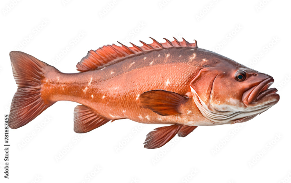 Fototapeta premium Fresh Grouper Fish Real Image Isolated on White Background