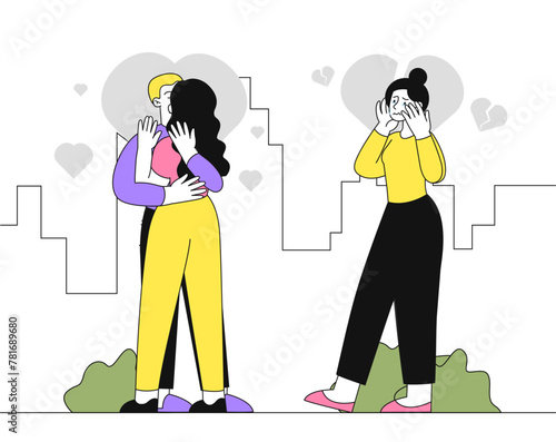Woman with treason vector linear