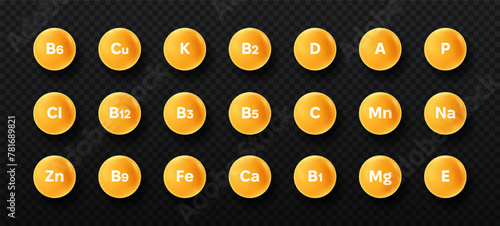 Set of vitamins vector