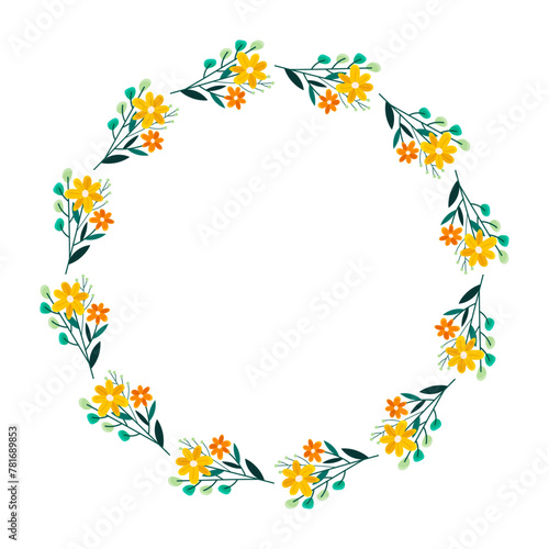 Vector hand drawn spring floral frame on white