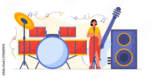 Vocalist woman vector concept