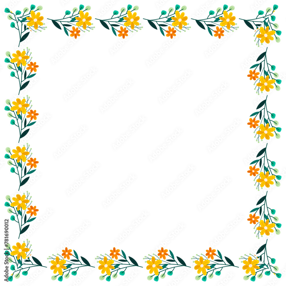 Vector hand drawn spring floral frame on white Vector hand drawn spring floral frame on white
