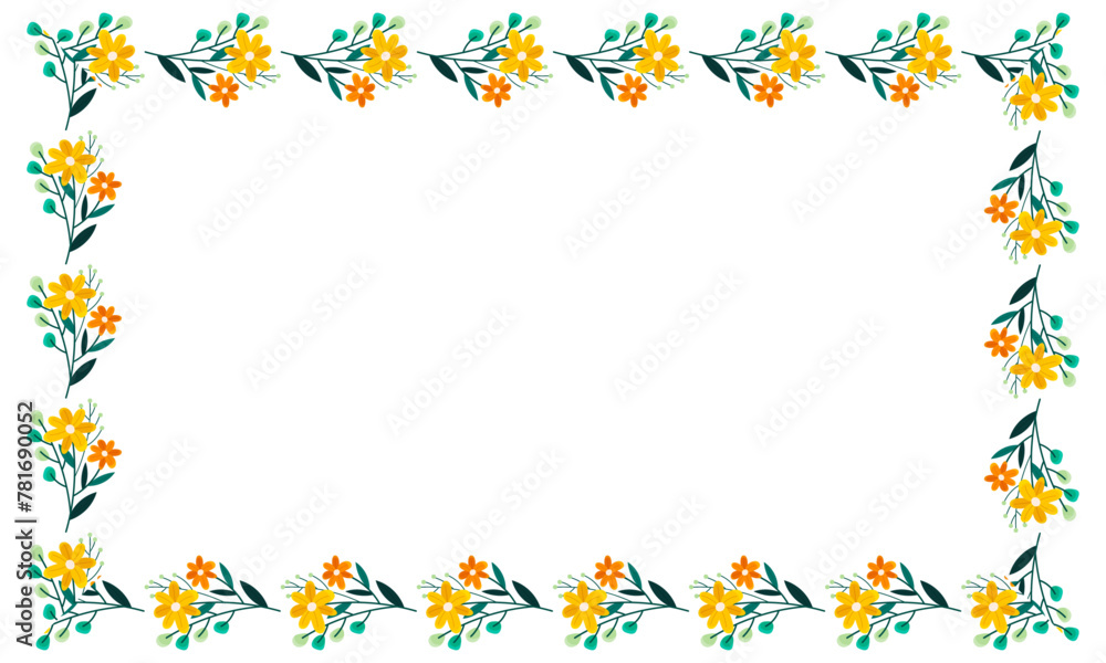 Vector hand drawn spring floral frame on white Vector hand drawn spring floral frame on white