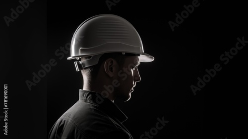 Silhouette of a man wearing a white hard hat is just slightly visible due to dark shadows. © Pro Hi-Res