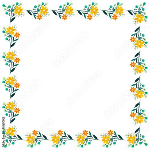 Vector hand drawn spring floral frame on white © Nganhaycuoi