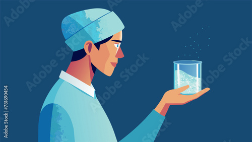 A person holding a glass of water filled with tiny plastic particles illustrating the alarming fact that microplastics have also infiltrated