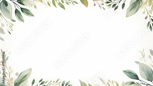 Collection of green watercolor foliage plants clipart on white background. Suitable for wedding invitations, greeting cards, frames and bouquets.