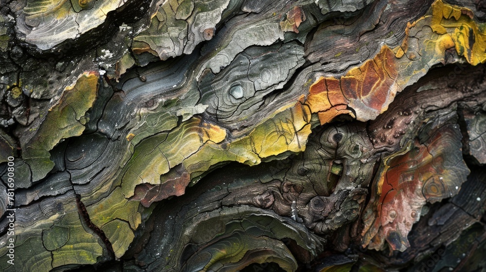 Fototapeta premium Tree trunk with vibrant design