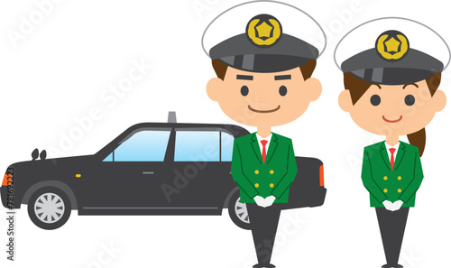 タクシー運転手のイメージイラスト（男女セット）