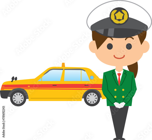 女性タクシー運転手のイメージイラスト