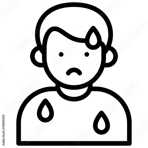 sweating icon illustration design with outline
