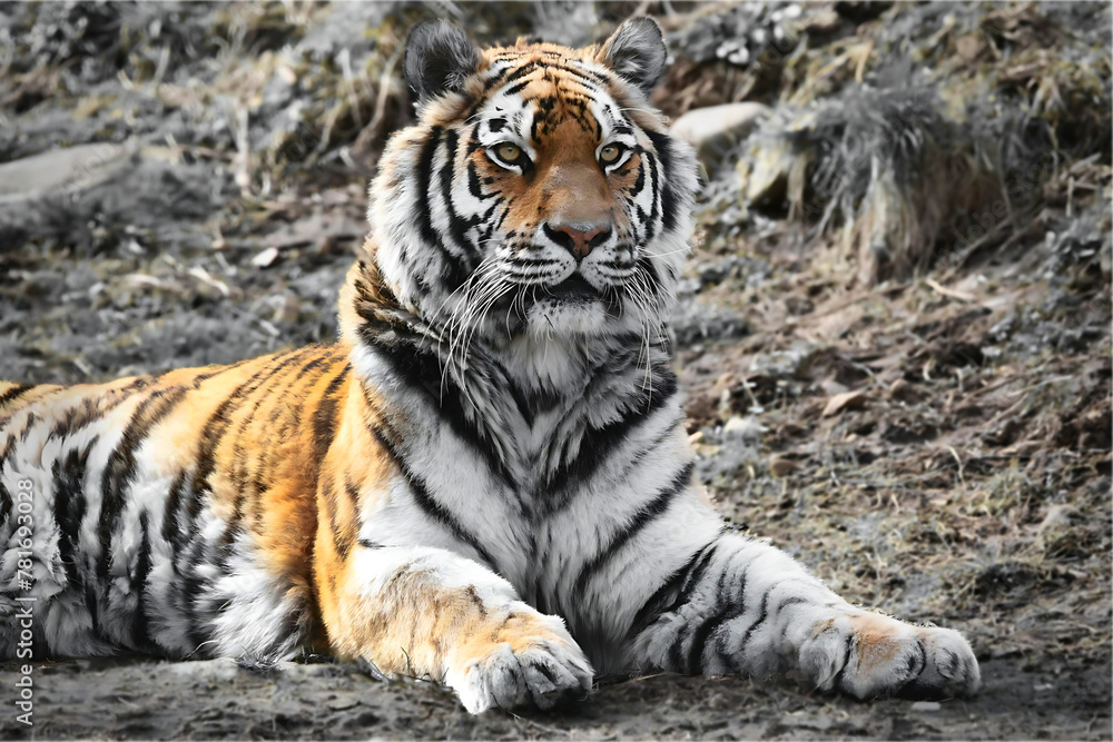 Naklejka premium tiger staring ahead