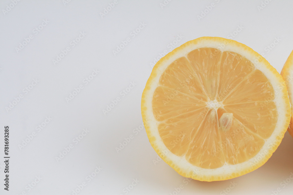 Lemon fruit on white background. Organic Natural summer tropical fruit. Minimal background with blank space to placed your design or packaging mockups Lemon fruit on white background. Organic Natural summer tropical fruit. Minimal background with blank space to placed your design or packaging mockups