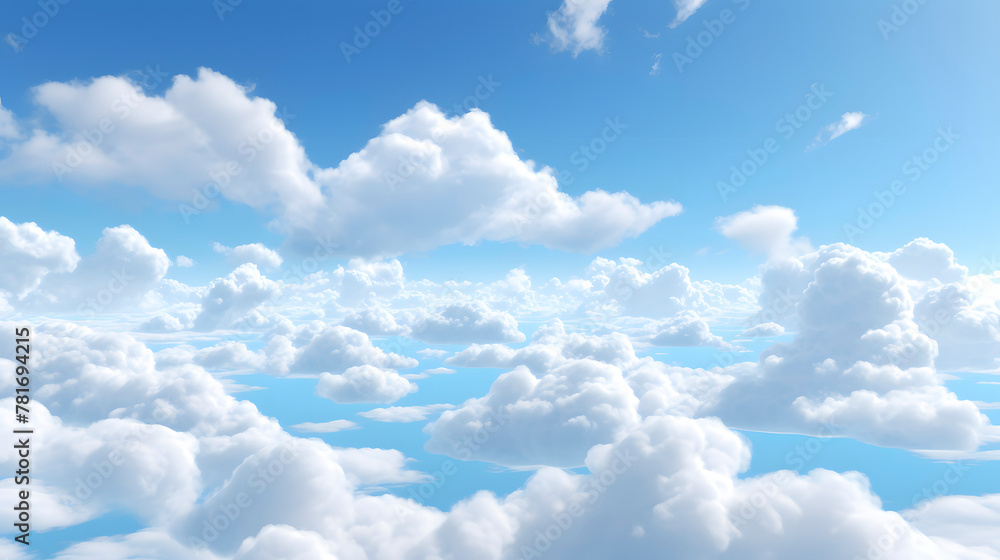 Fototapeta premium Digital blue sky and white clouds scene abstract graphic poster web page PPT background