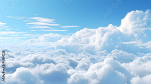 Digital blue sky and white clouds scene abstract graphic poster web page PPT background