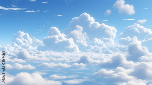 Digital blue sky and white clouds scene abstract graphic poster web page PPT background © yonshan