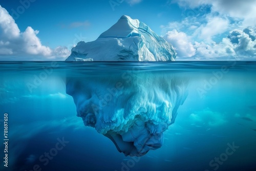 A large iceberg is floating in the ocean. Business concept © top images