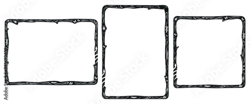 Set of frames in the woodcut style of the northeastern cordel. Horizontal, vertical and square. Vector illustration.eps