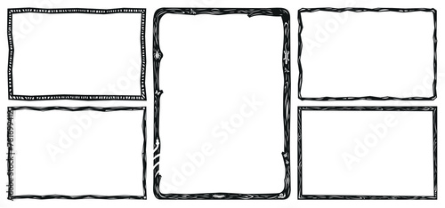 Set of fun frames in the woodcut style of the northeastern cordel. Vector illustration.eps