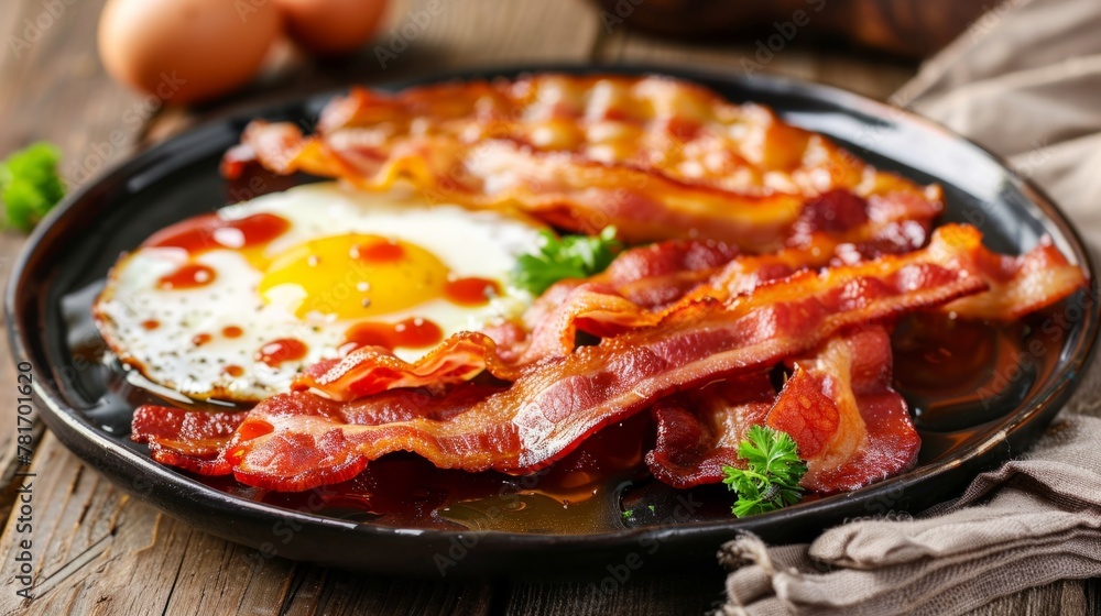 Traditional breakfast, eggs and bacon generative ai Traditional breakfast, eggs and bacon generative ai
