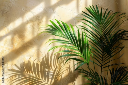 Palm leaf shadows on wall