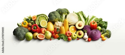 fruits and vegetables white background